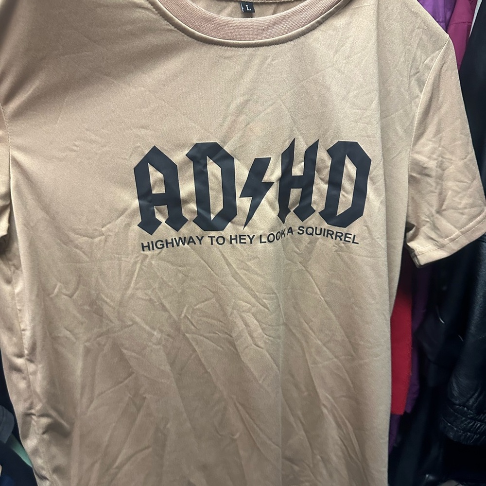 Tan Graphic T-Shirt‎ with Black Print